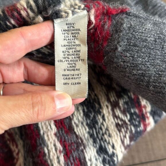 Bob Timberlake chunky lambswool duster cardigan sweater womens size XL red gray - Picture 8 of 11